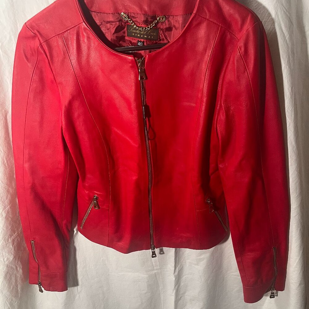 Women's Red Real Italian Leather Jacket
